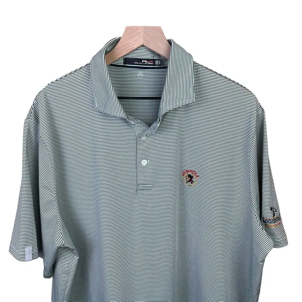 Ralph Lauren Men Size XL Green White Striped Polo Golf Lightweight Outdoor Shirt